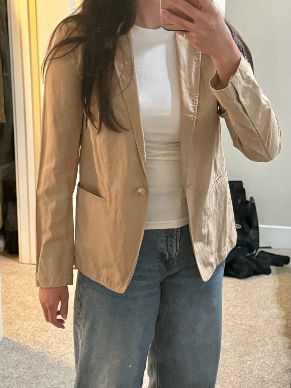 Uniqlo Classic Beige Women’s Thin Linen Blazer Jacket